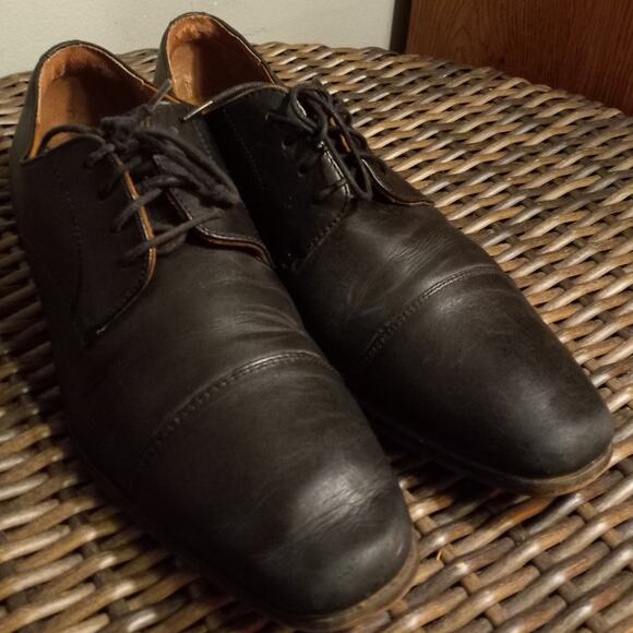 Florsheim Cap Toe Oxford Black Leather Dress Shoes Mens 8 Flexsole Lace Up